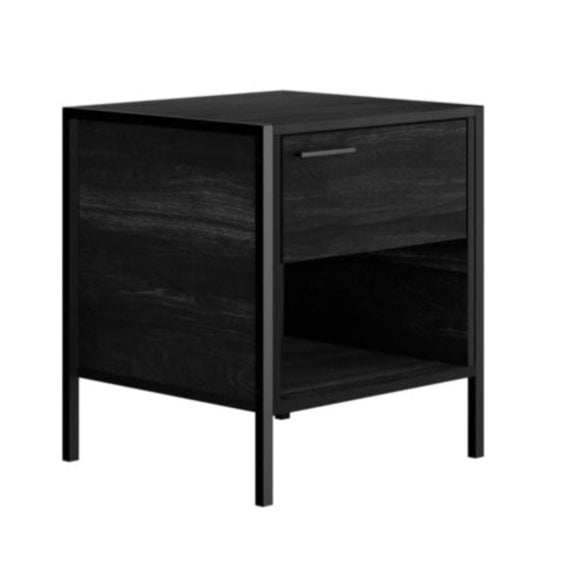 Hoxton Black Wood Square Bedside Table | 1 Drawers