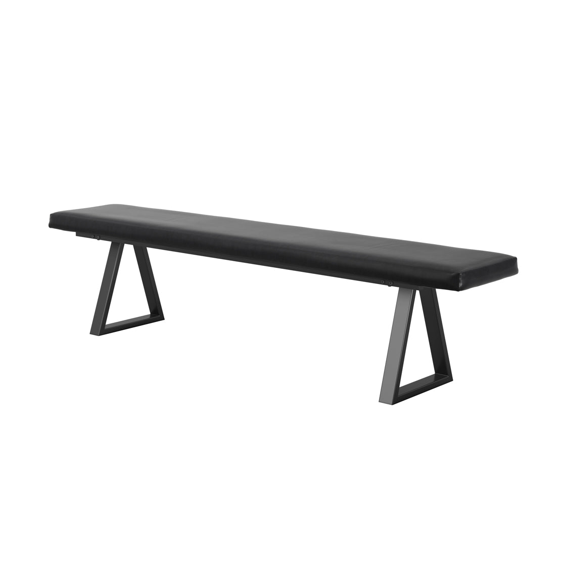 Hyde Black Leather Style Bench 180cm