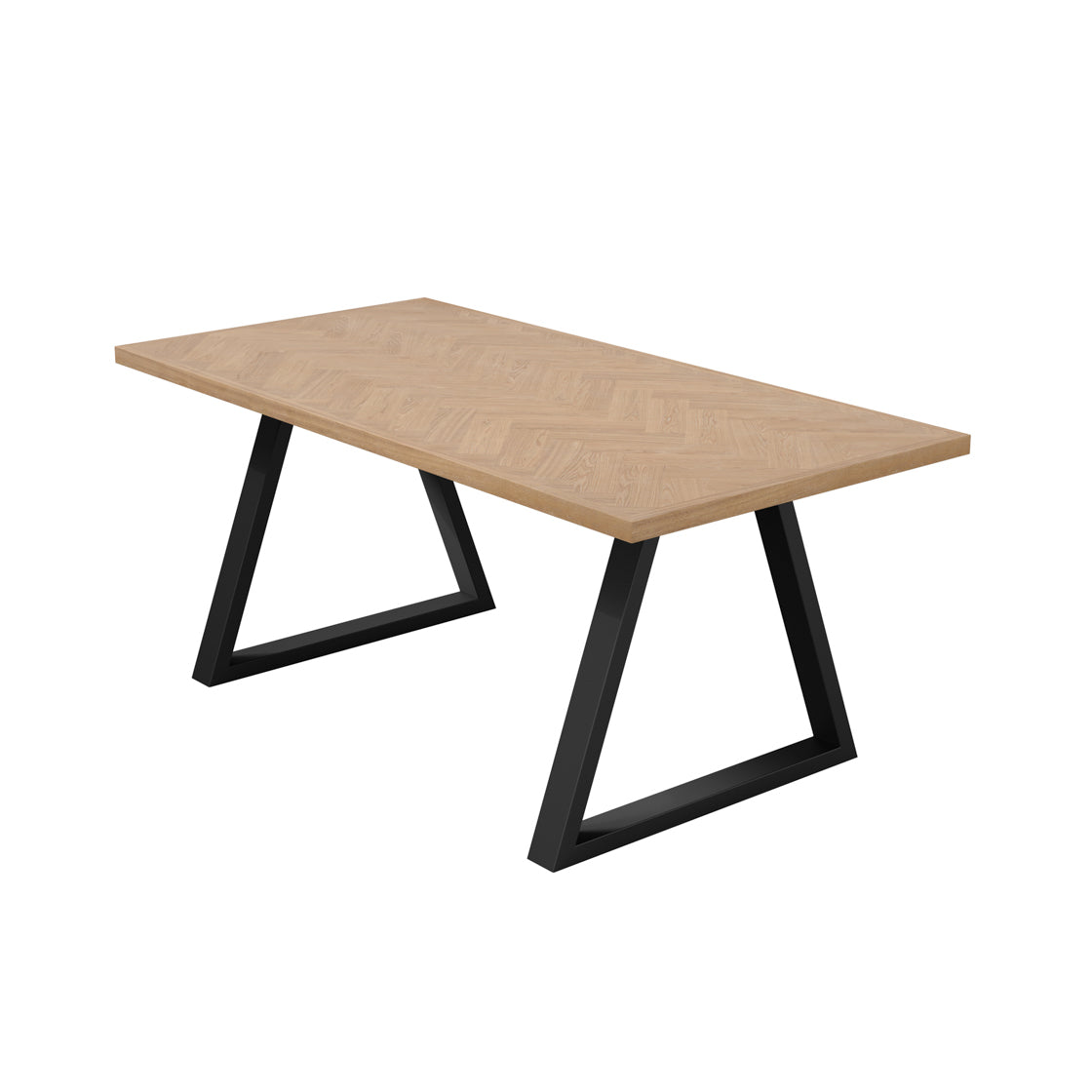 Hyde Black & Natural Light Wood Herringbone Dining Table | 8 Seater