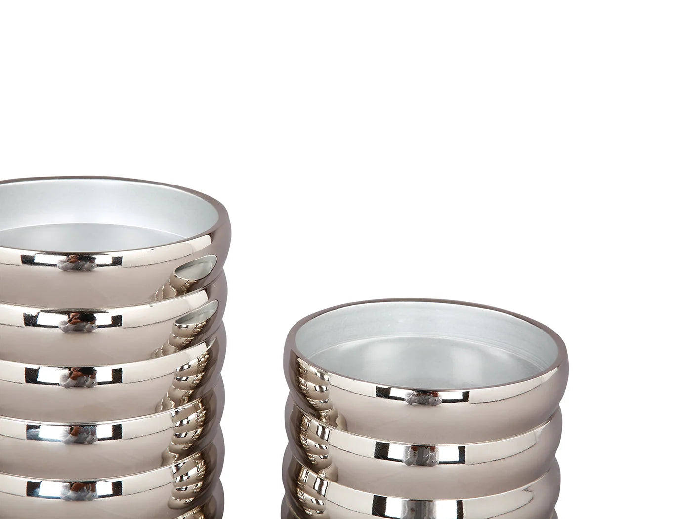 Small Nickel-Plated Ribbed Pillar Candle Holder