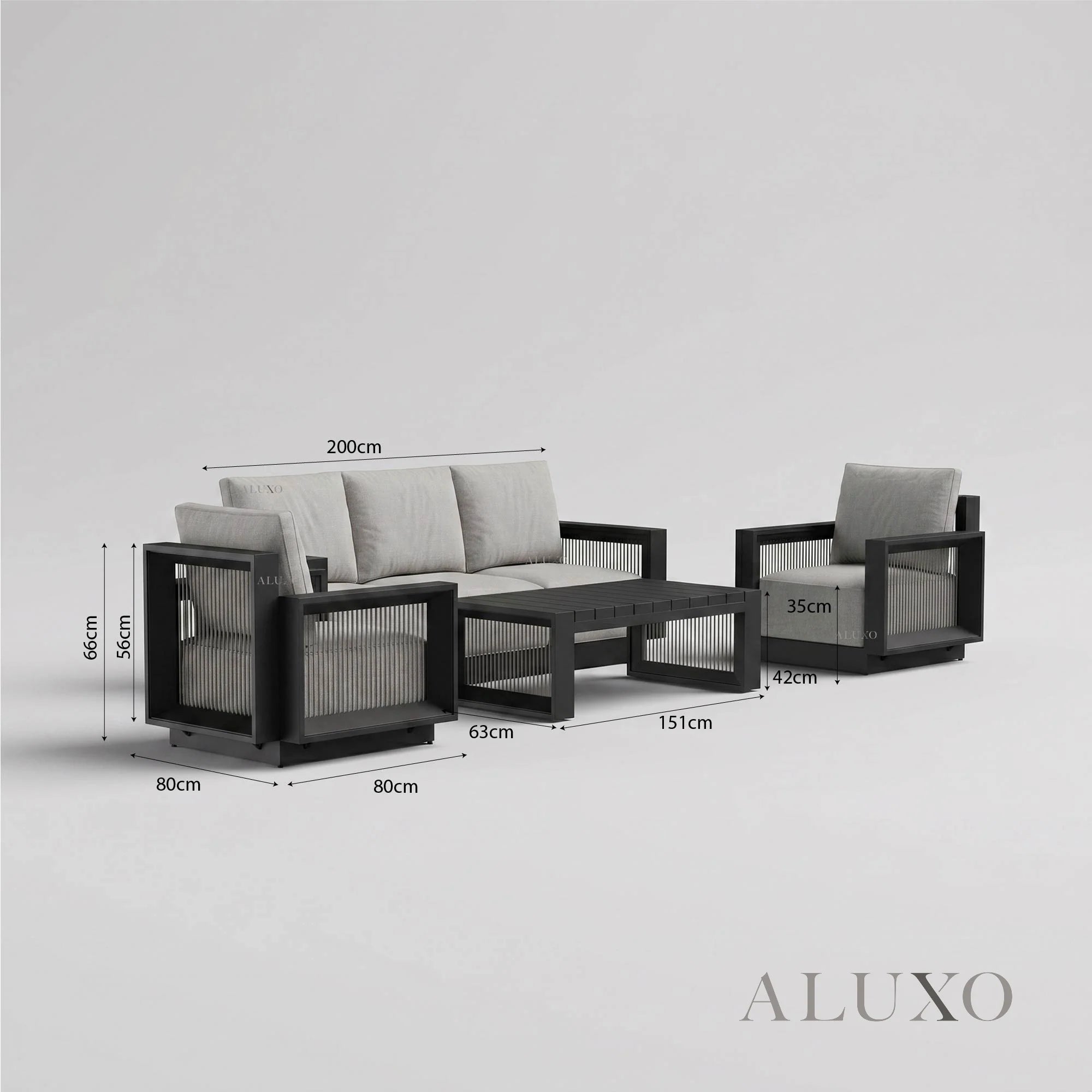 Ikos Outdoor Lounge Set - Onyx - 5 Seater