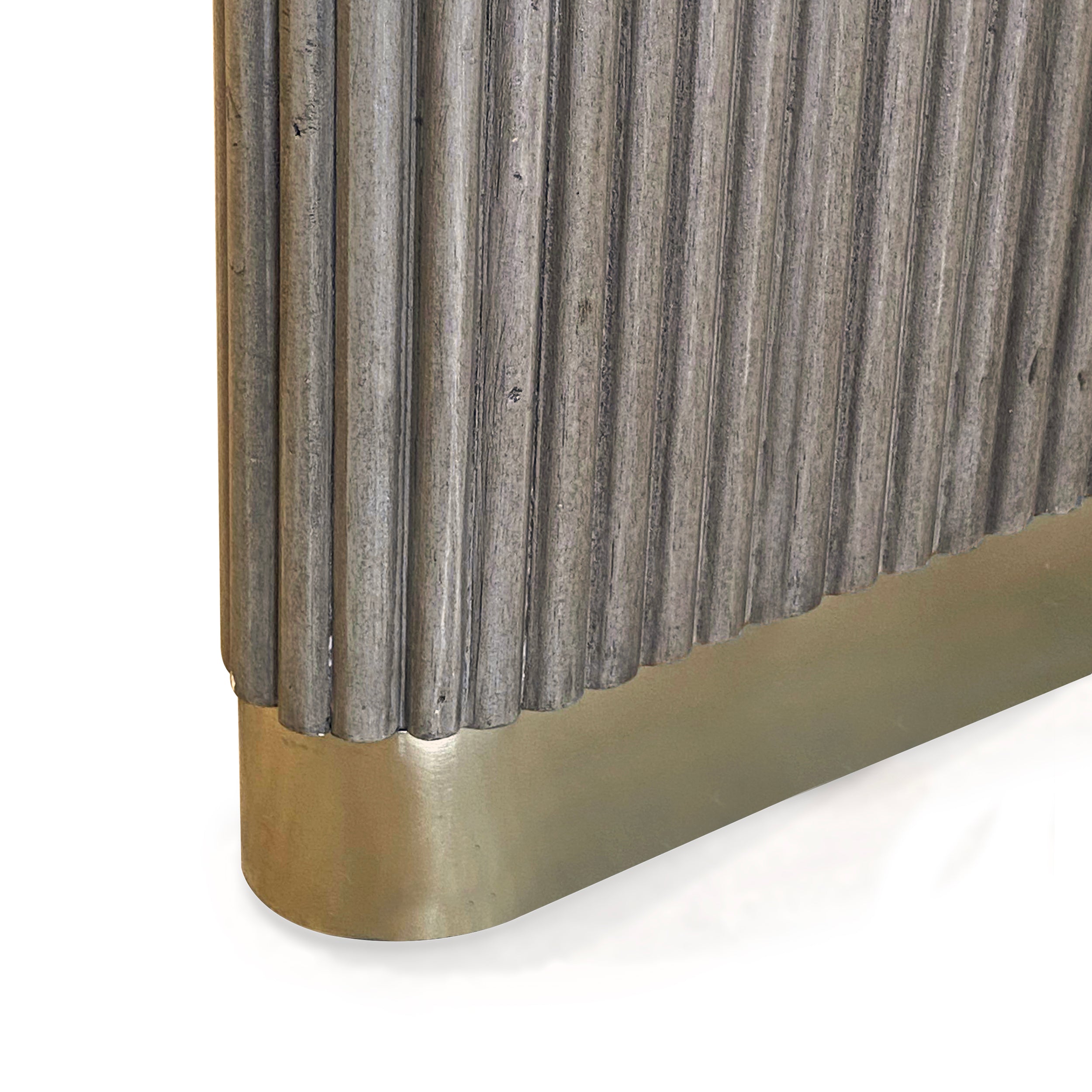 Monroe Grey Ribbed Mango Wood King Size Bed