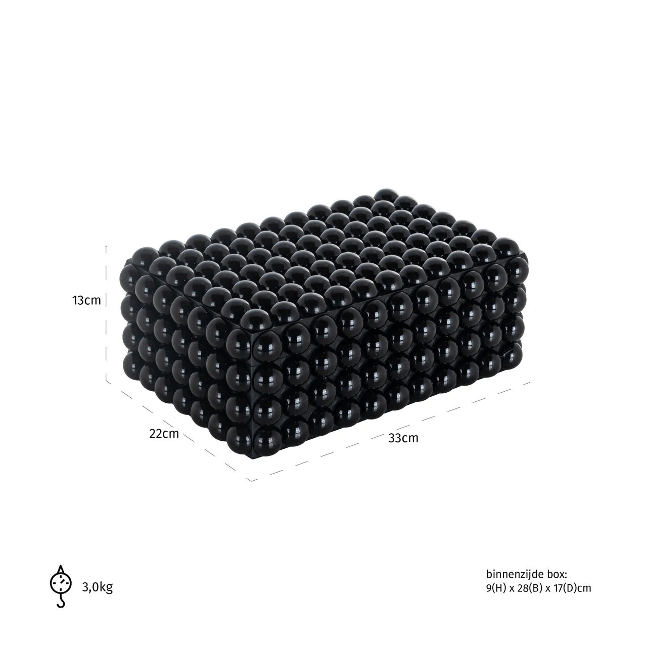 Richmond Interiors Batool Black Balls Jewellery Box Large