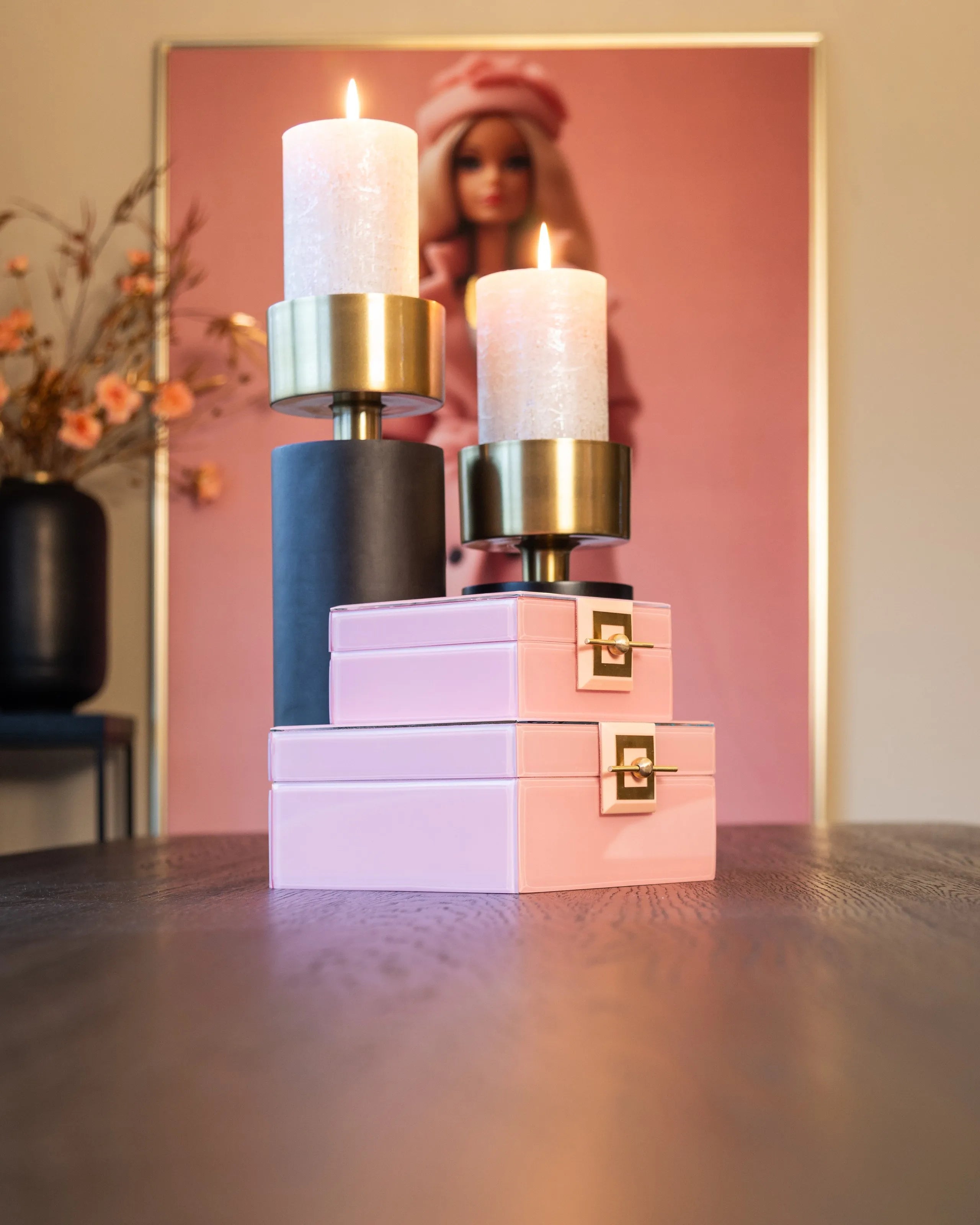 Richmond Interiors Bodine Baby Pink Glass Jewellery Box Small