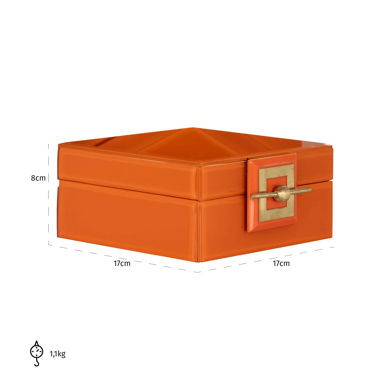 Richmond Interiors Bodine Orange Glass Jewellery Box Small
