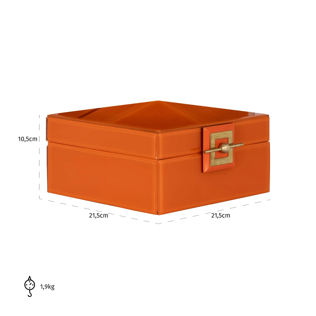 Richmond Interiors Bodine Orange Glass Jewellery Box Large