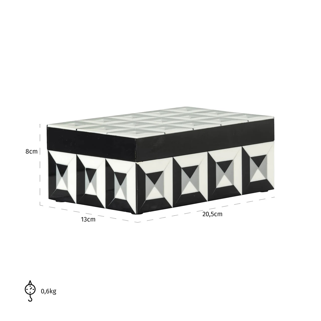 Richmond Interiors Licia Black & White Jewellery Box Small