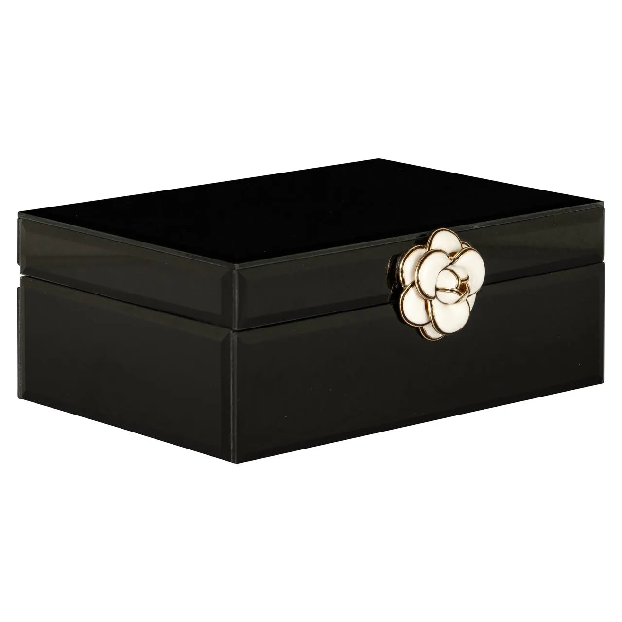 Richmond Interiors Vivy Black Glass Jewellery Box Small