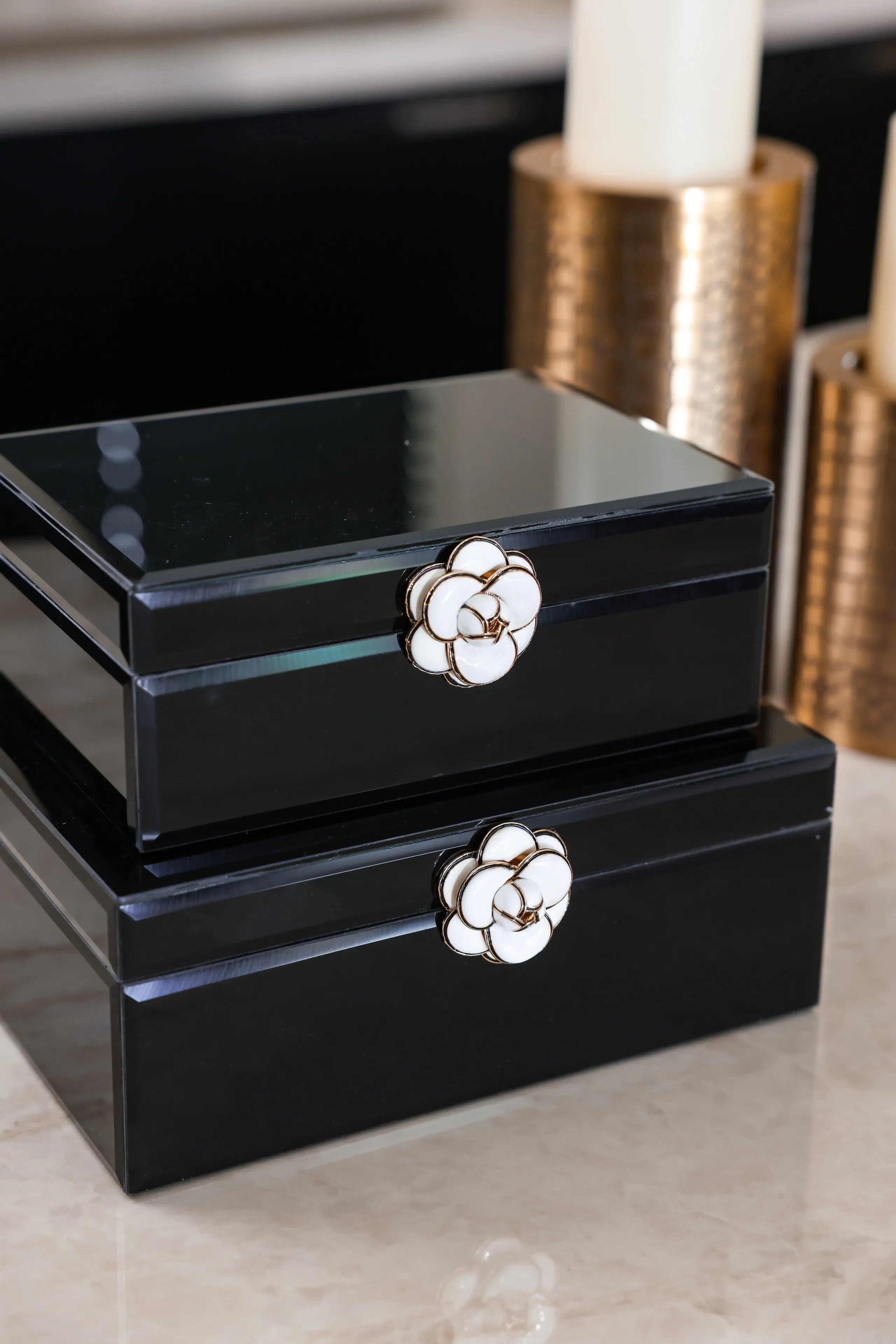 Richmond Interiors Vivy Black Glass Jewellery Box Small