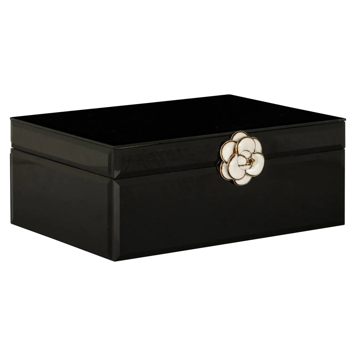 Richmond Interiors Vivy Black Glass Jewellery Box Large