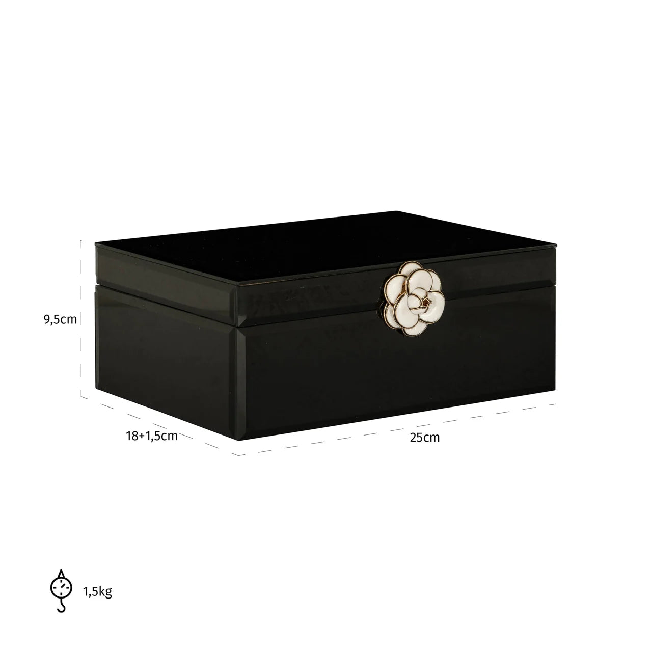 Richmond Interiors Vivy Black Glass Jewellery Box Large