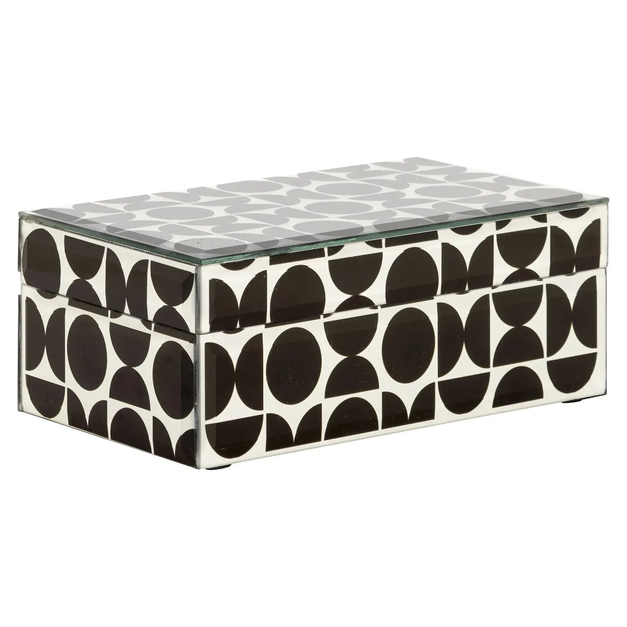 Richmond Interiors Vivian Black & White Glass Jewellery Box Small
