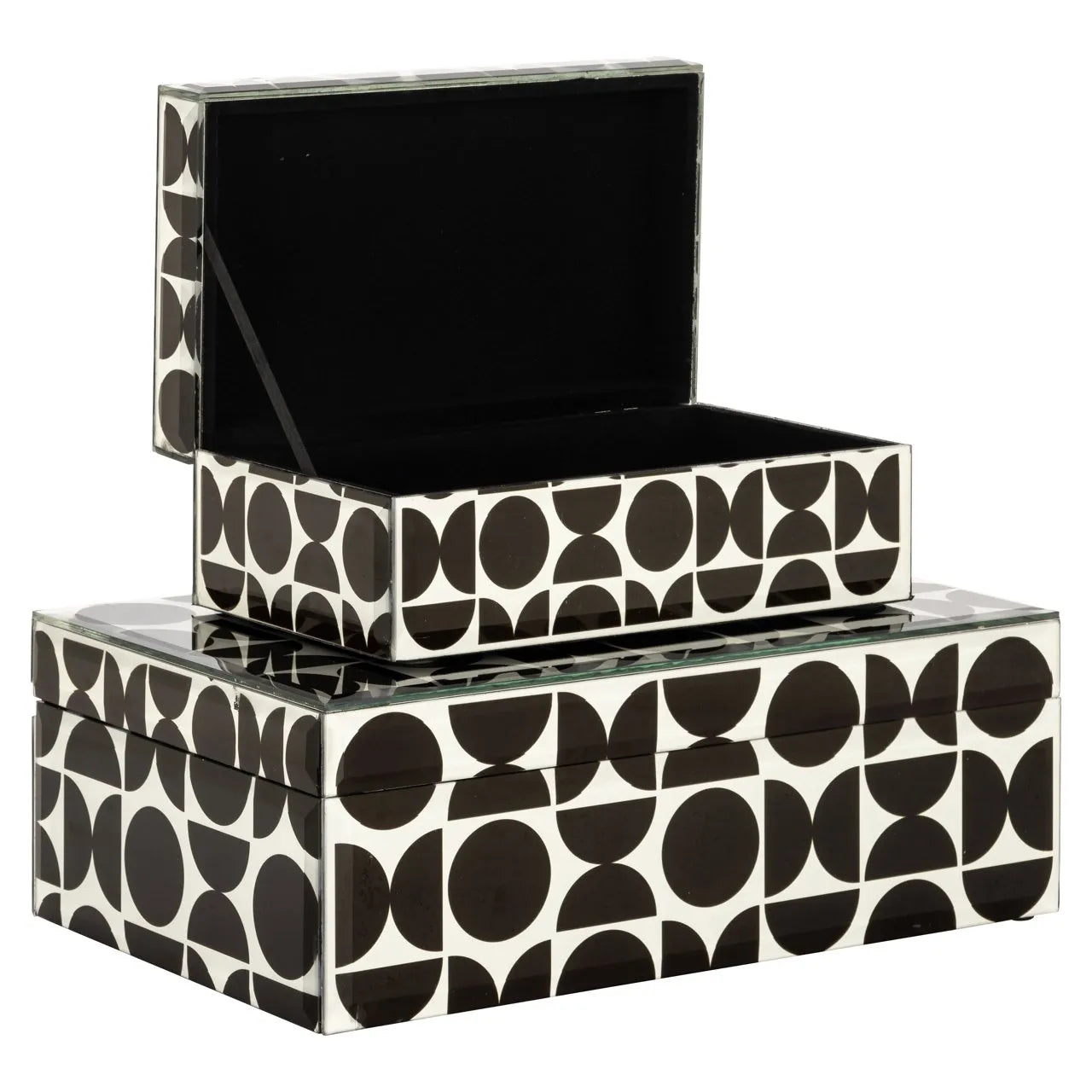 Richmond Interiors Vivian Black & White Glass Jewellery Box Small