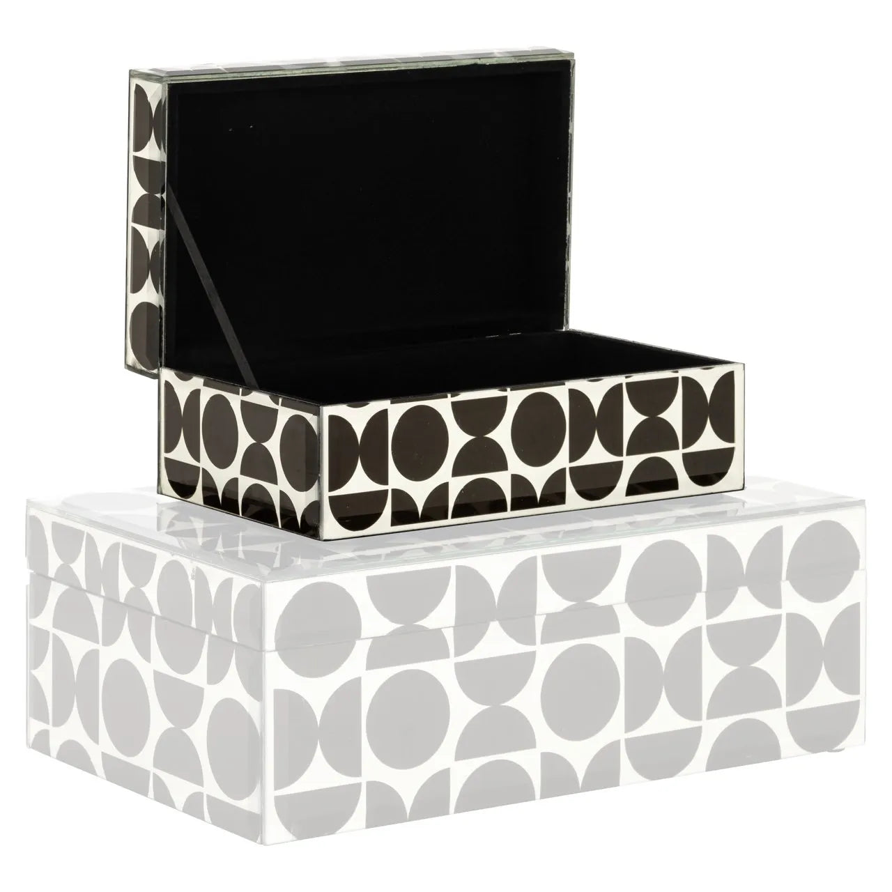Richmond Interiors Vivian Black & White Glass Jewellery Box Small