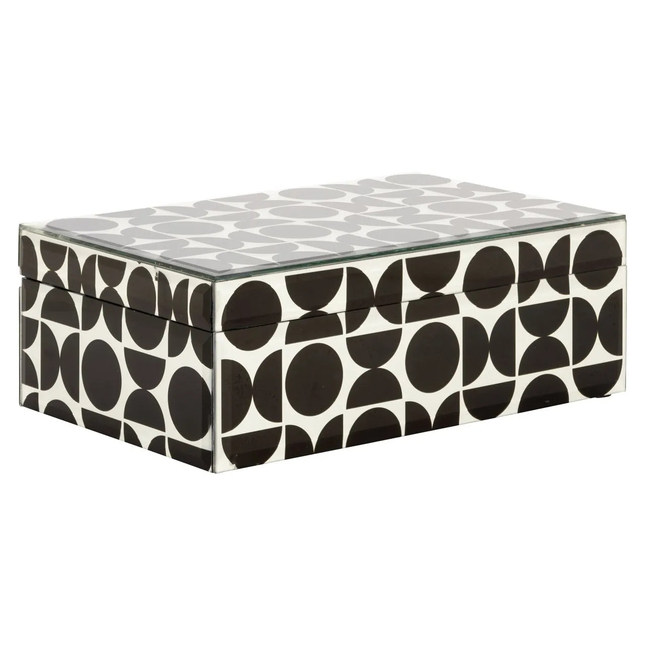 Richmond Interiors Vivian Black & White Glass Jewellery Box Large