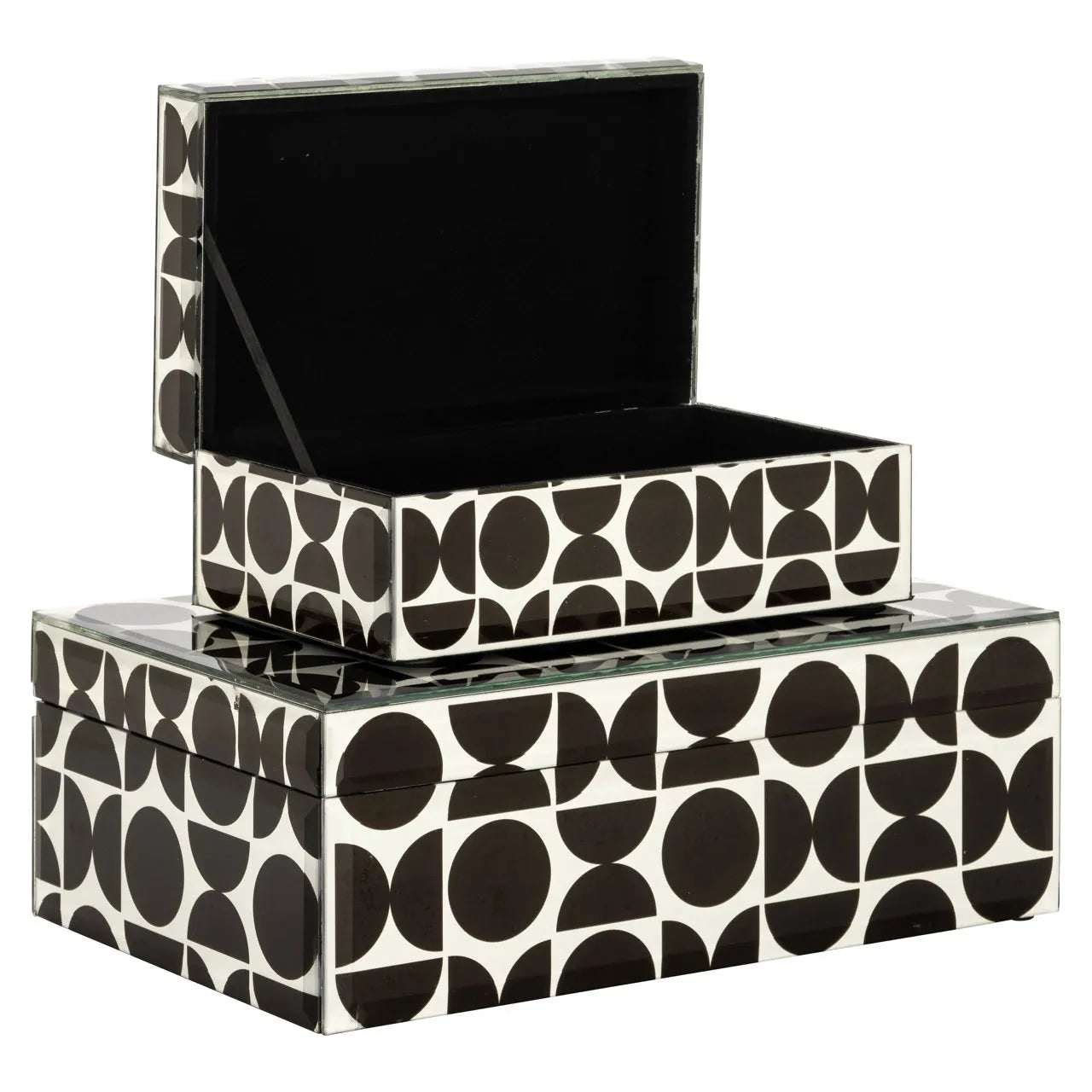 Richmond Interiors Vivian Black & White Glass Jewellery Box Large