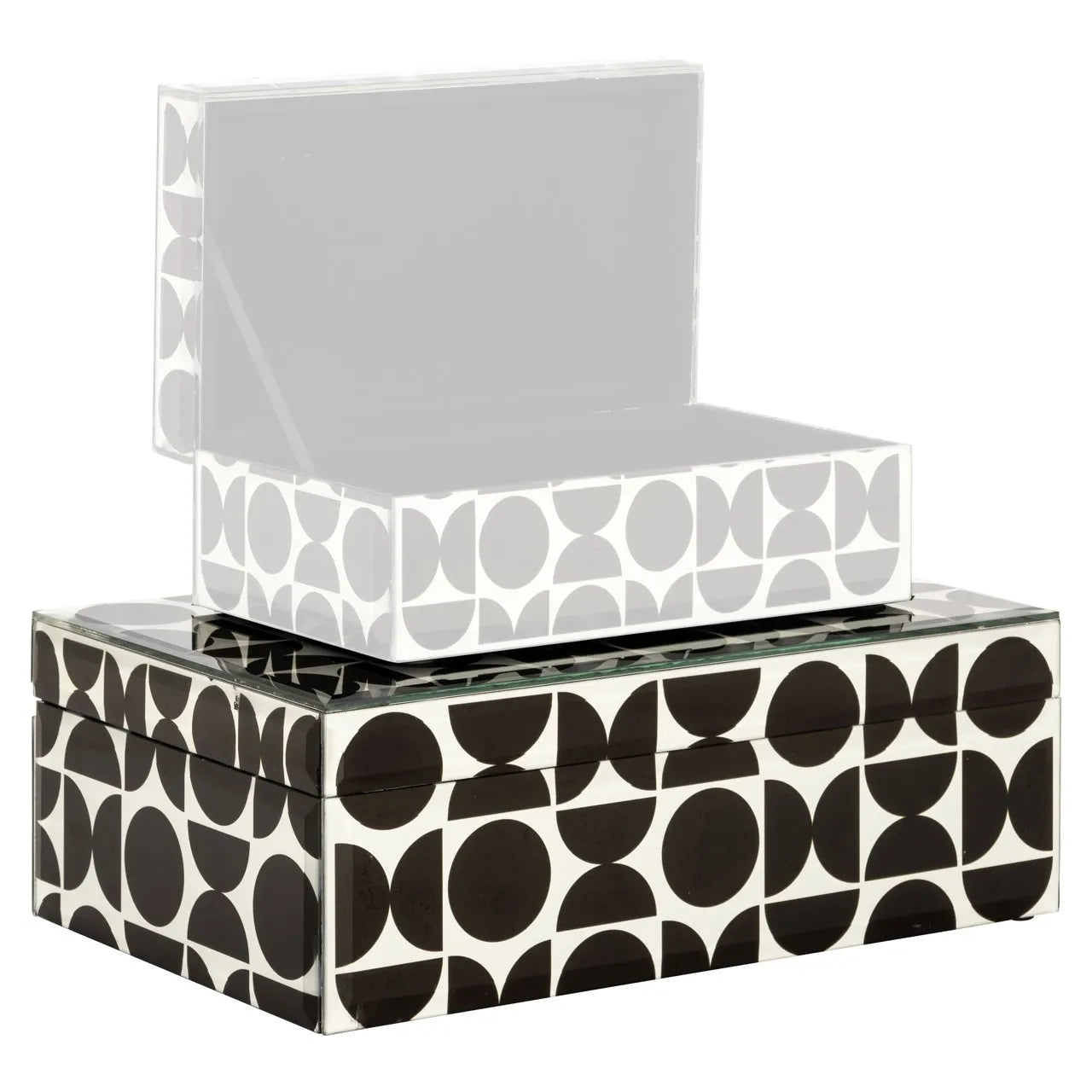 Richmond Interiors Vivian Black & White Glass Jewellery Box Large