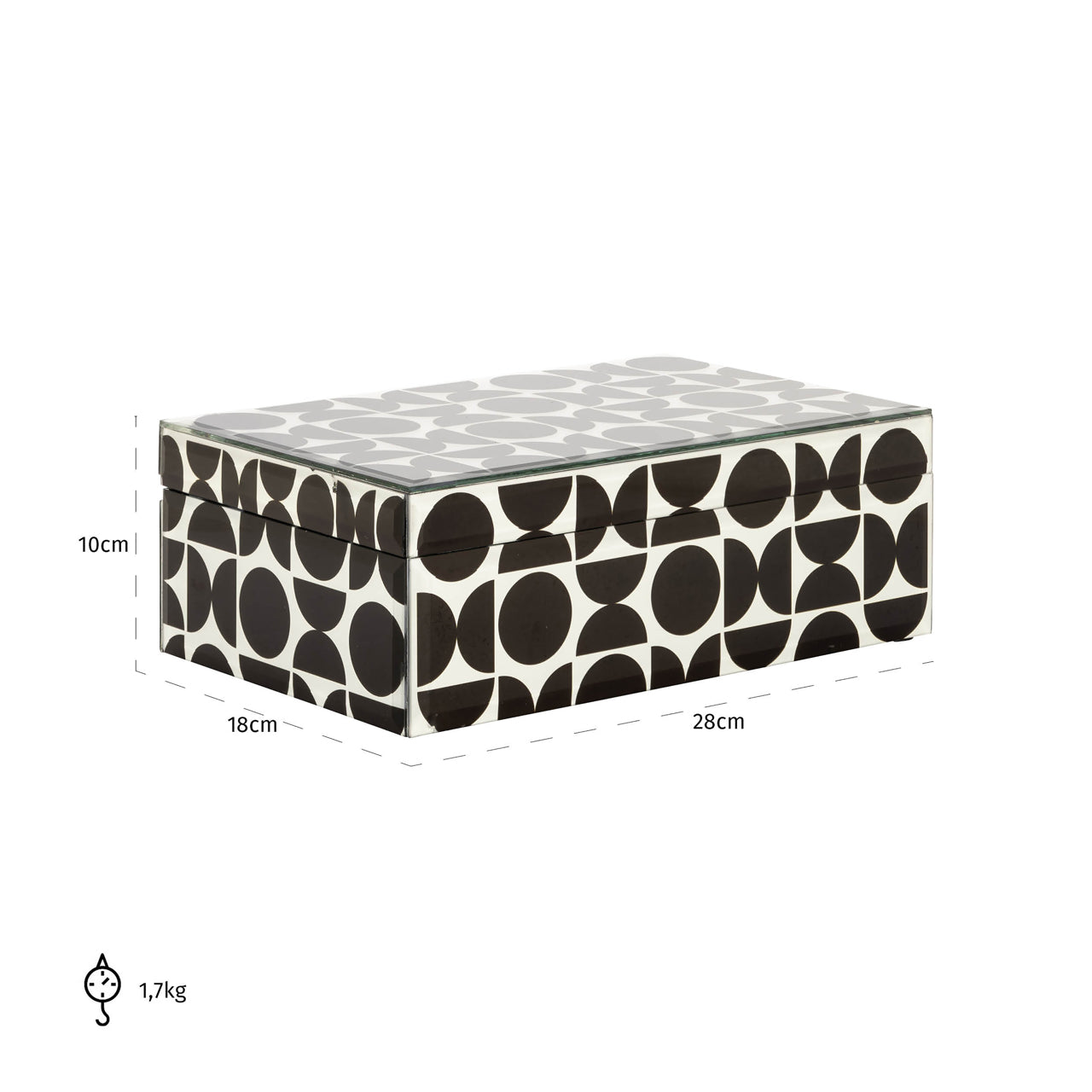 Richmond Interiors Vivian Black & White Glass Jewellery Box Large