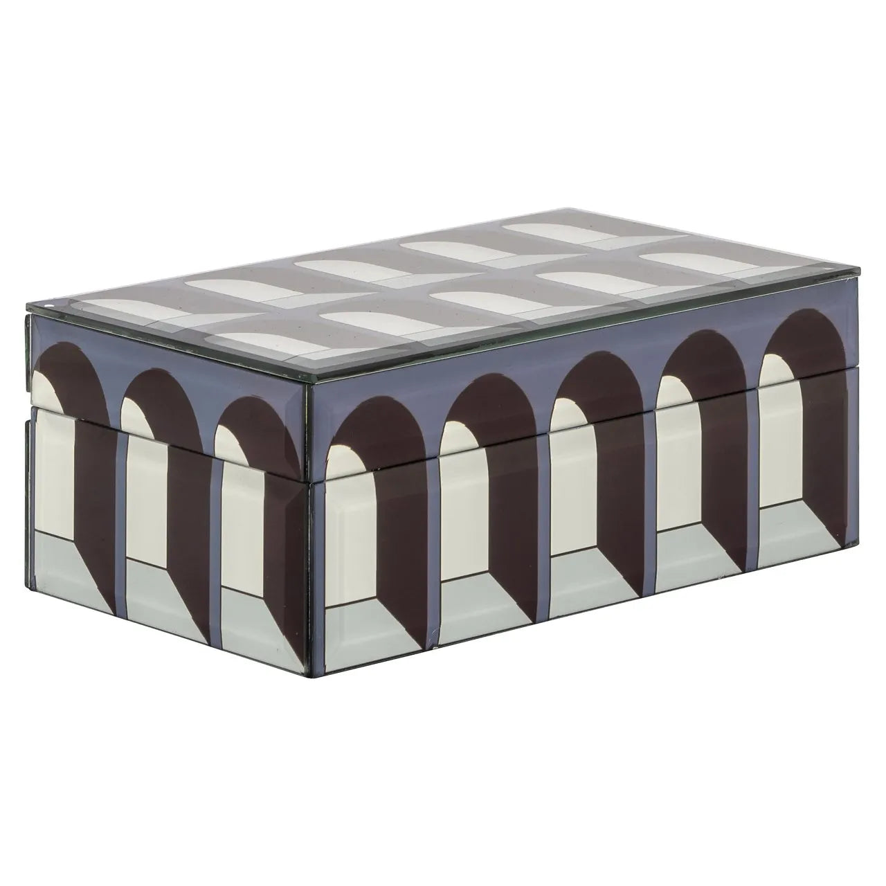 Richmond Interiors Vaya Black Glass Arches Jewellery Box Small