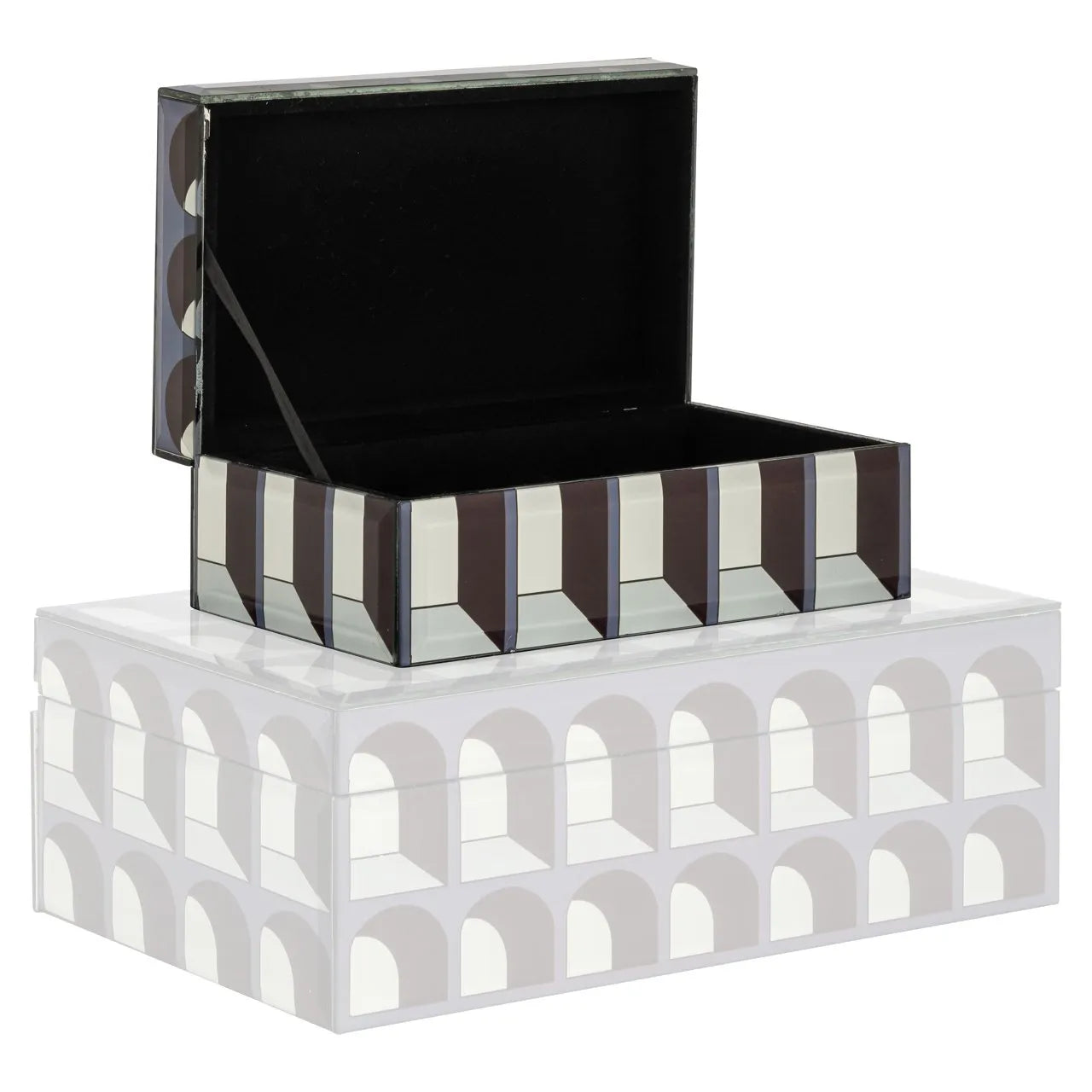 Richmond Interiors Vaya Black Glass Arches Jewellery Box Small