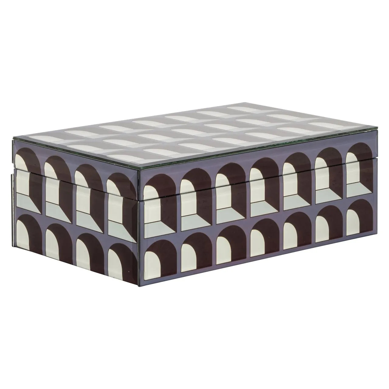 Richmond Interiors Vaya Black Glass Arches Jewellery Box Large
