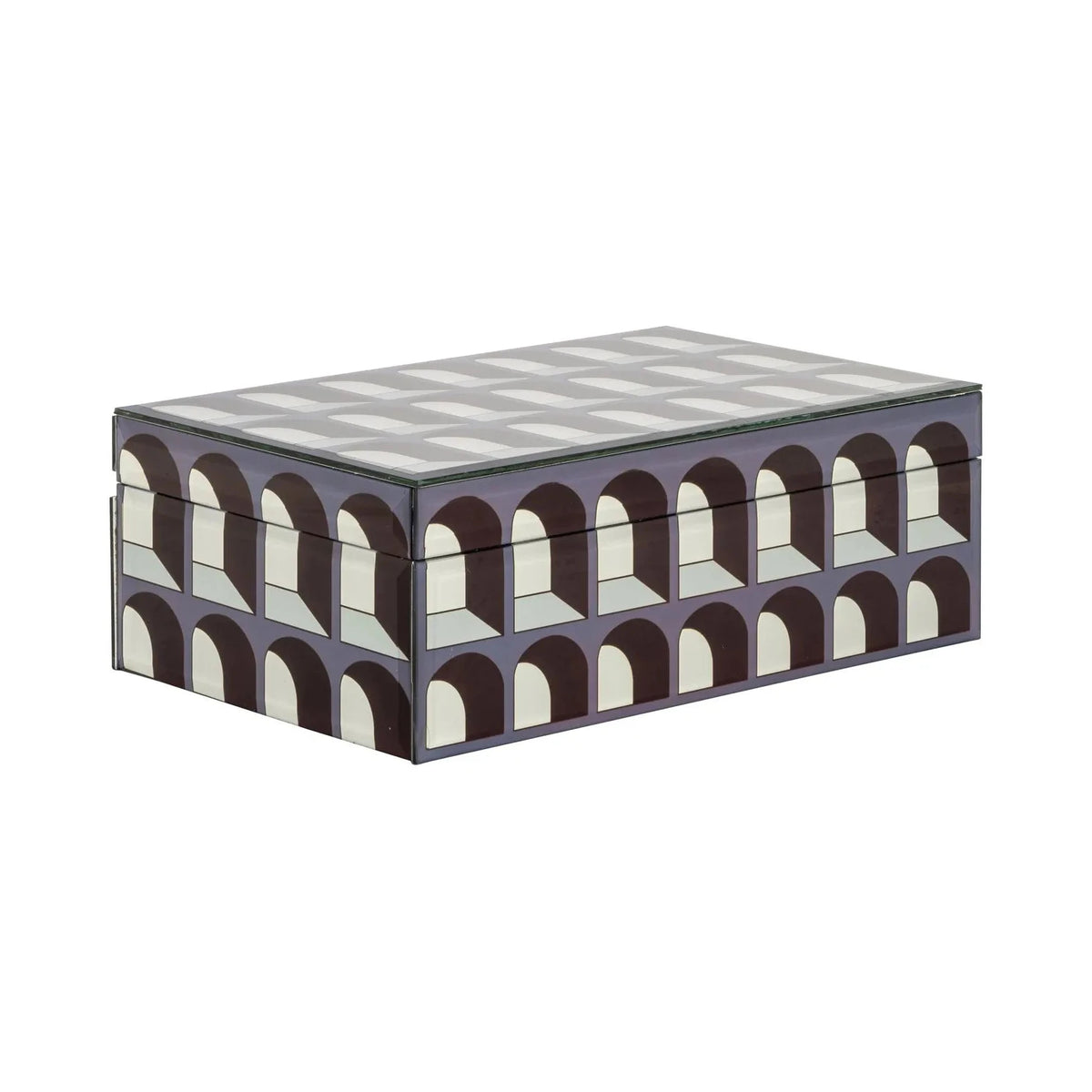 Richmond Interiors Vaya Black Glass Arches Jewellery Box Large