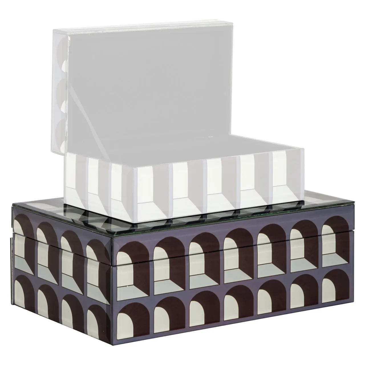Richmond Interiors Vaya Black Glass Arches Jewellery Box Large