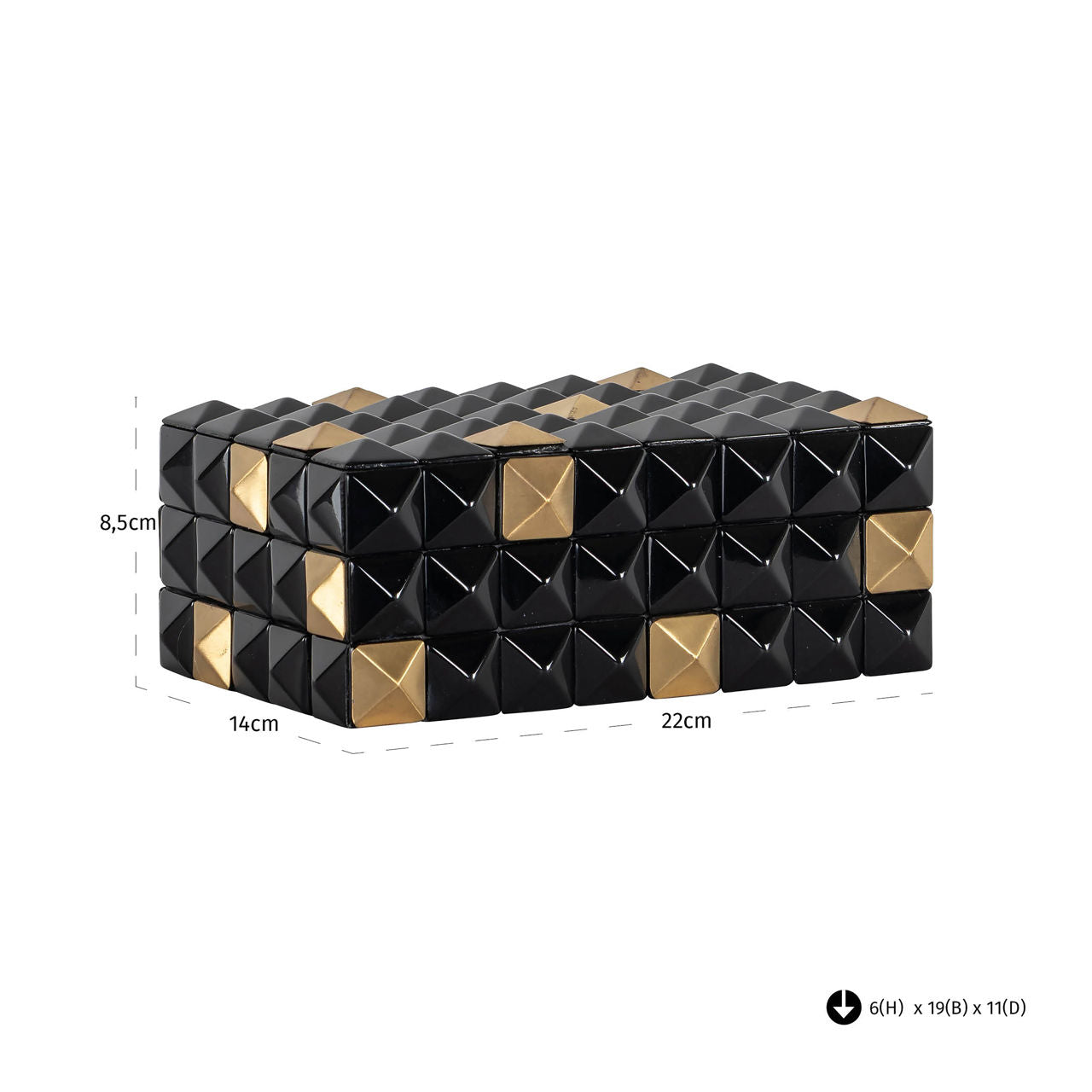 Storage box Velicia black/gold