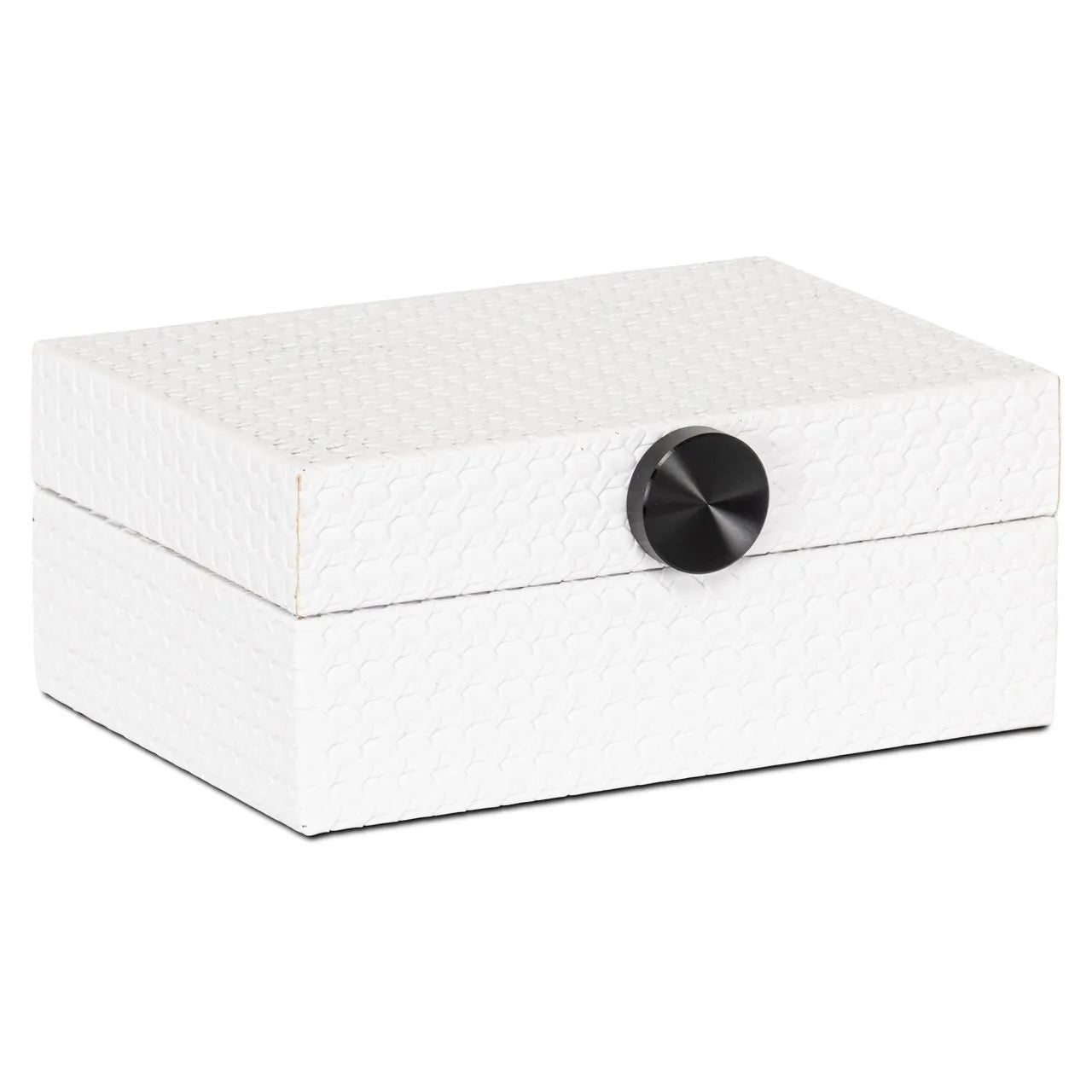 Richmond Interiors Myrth White Leather Storage Box | Small