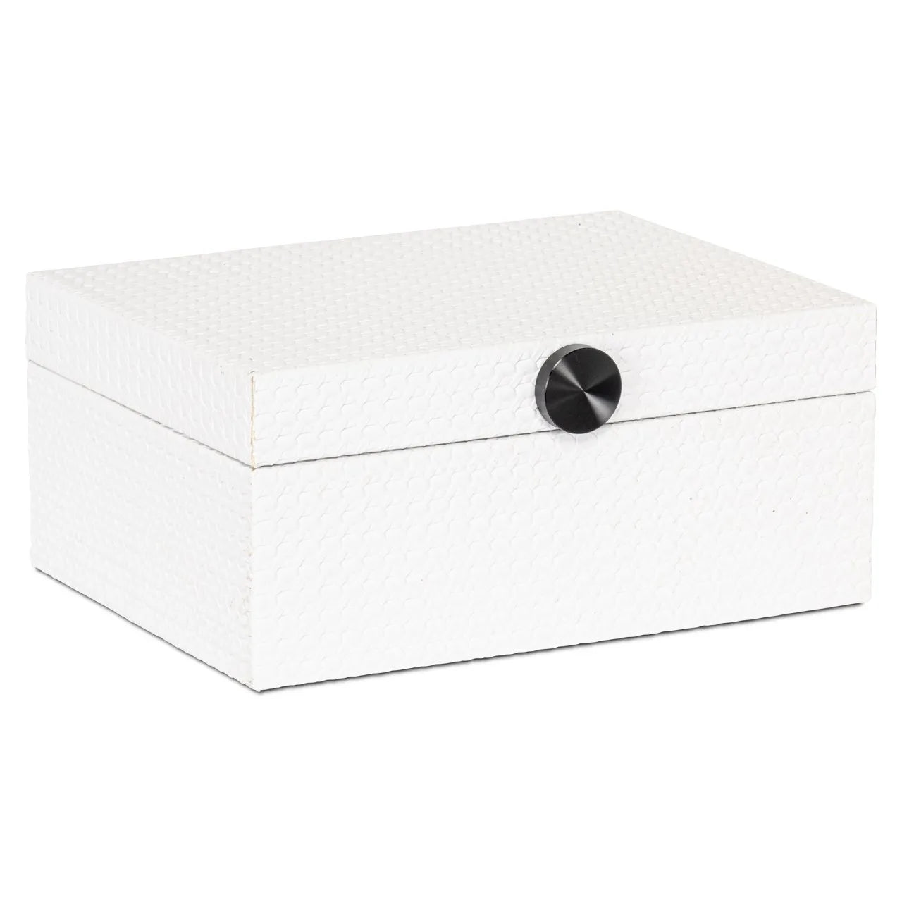 Richmond Interiors Myrth White Leather Storage Box | Large