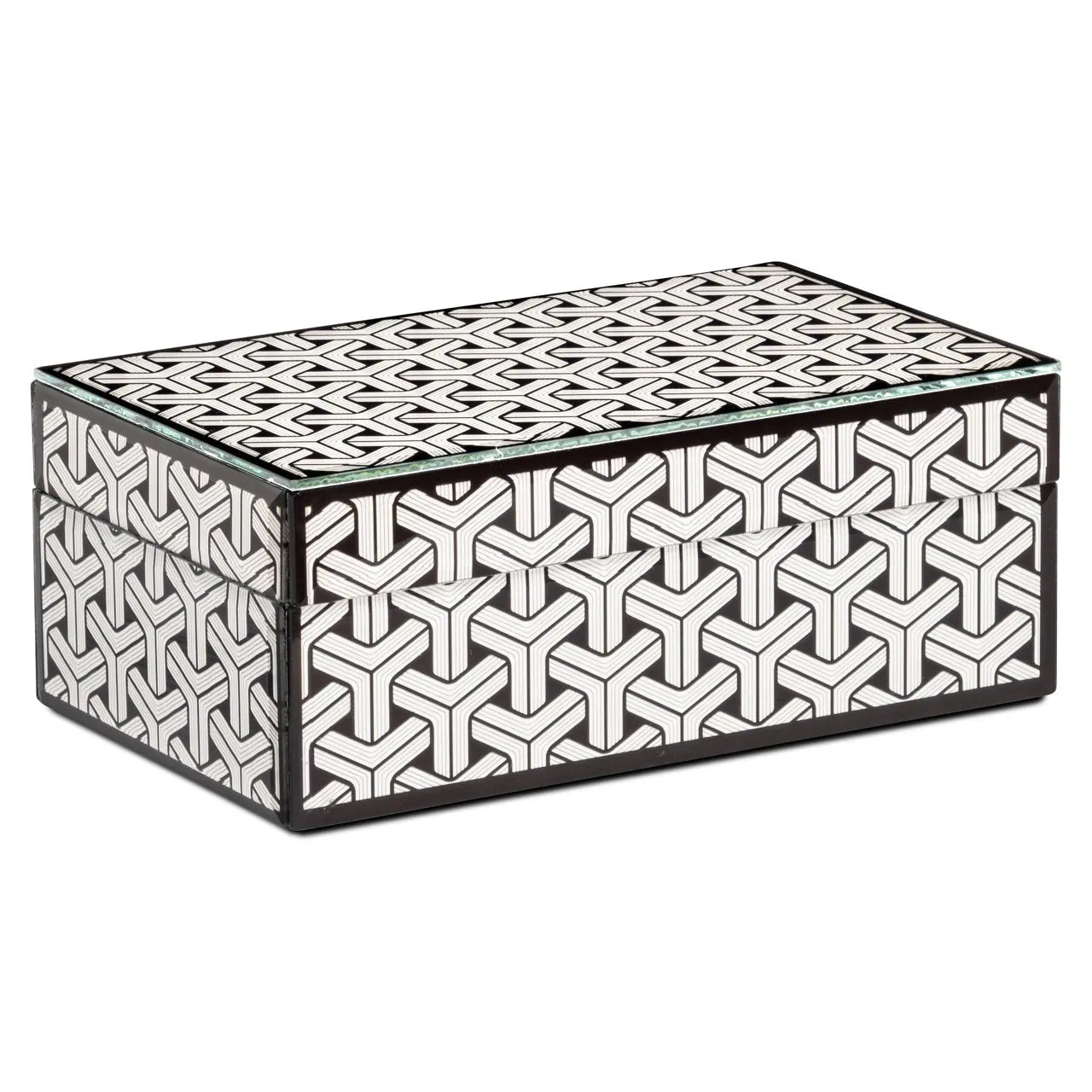 Richmond Interiors Feliz Black & White Glass Storage Box | Small