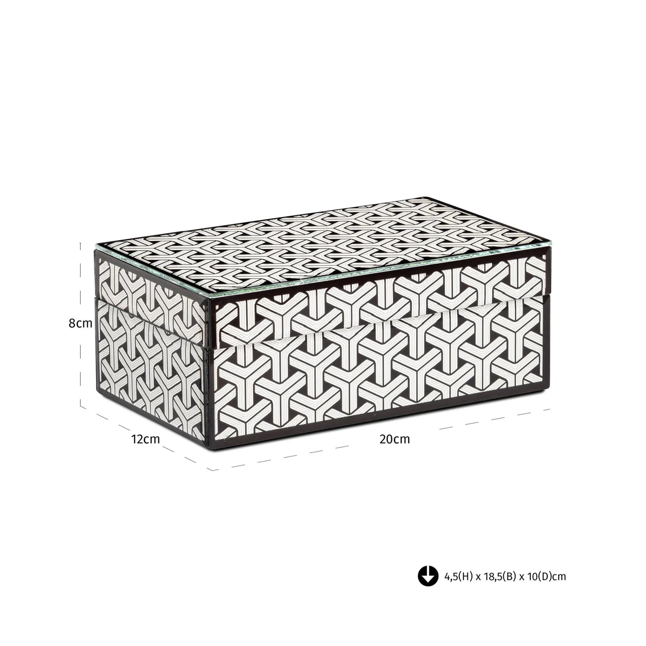 Richmond Interiors Feliz Black & White Glass Storage Box | Small
