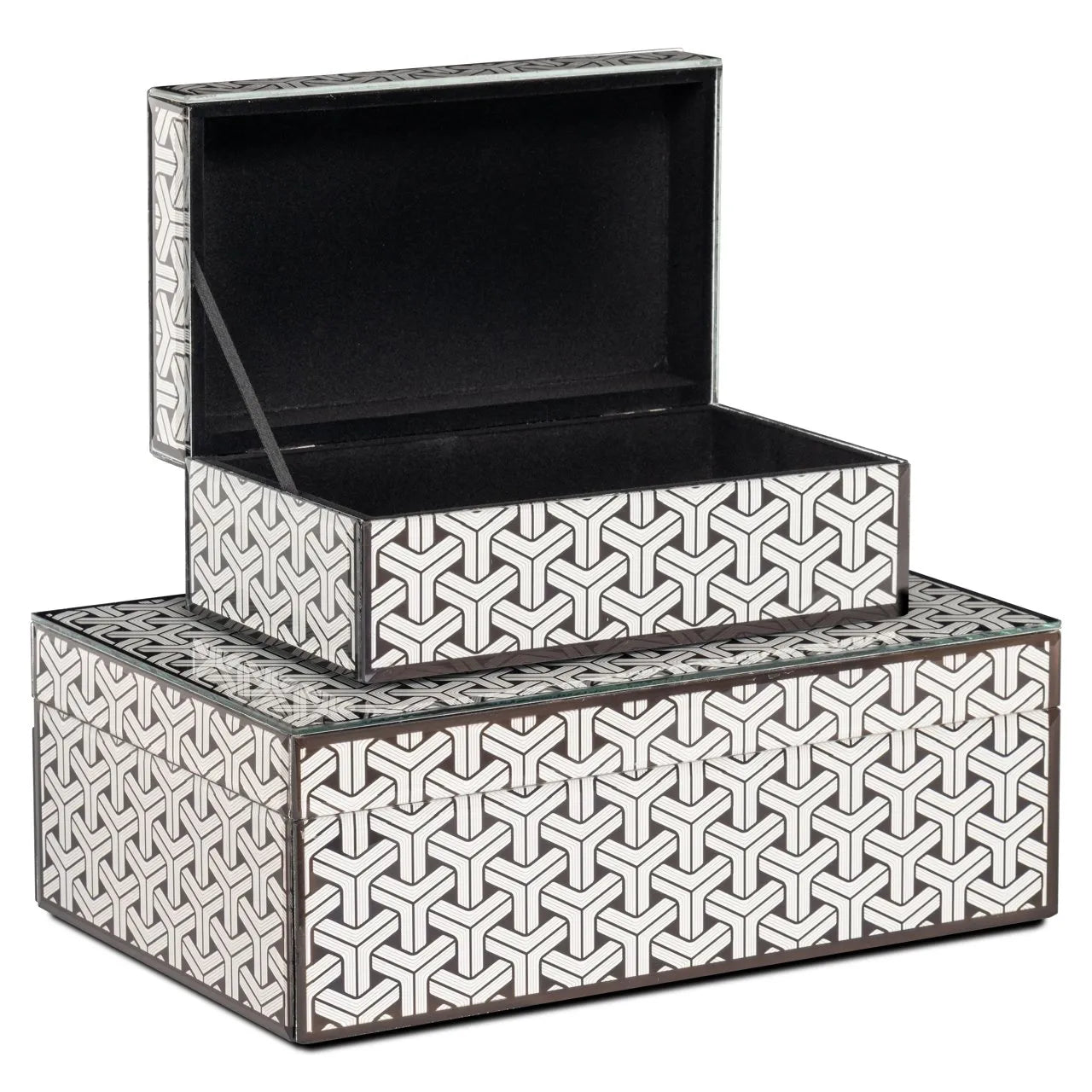 Richmond Interiors Feliz Black & White Glass Storage Box | Small