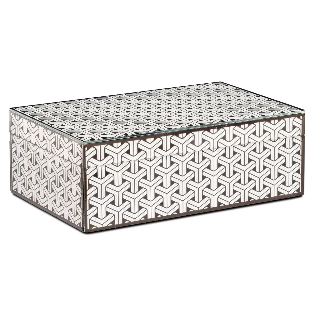 Richmond Interiors Feliz Black & White Glass Storage Box | Large - CLEARANCE