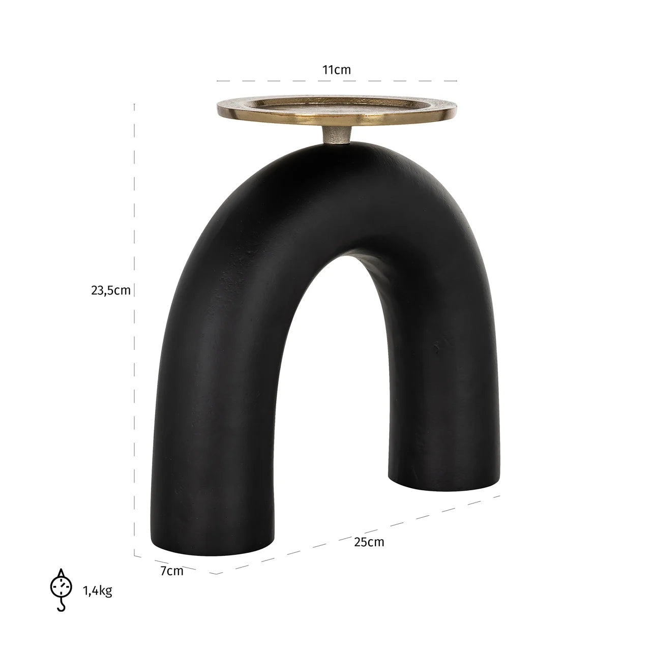 Richmond Interiors Livi Black & Gold Arc Candle Holder Large