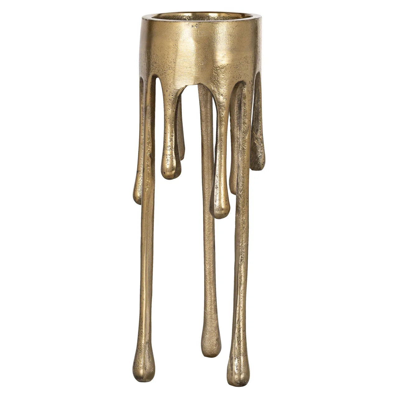 Richmond Interiors Lorin Brushed Gold Dripping Paint Candlestick Holder Small
