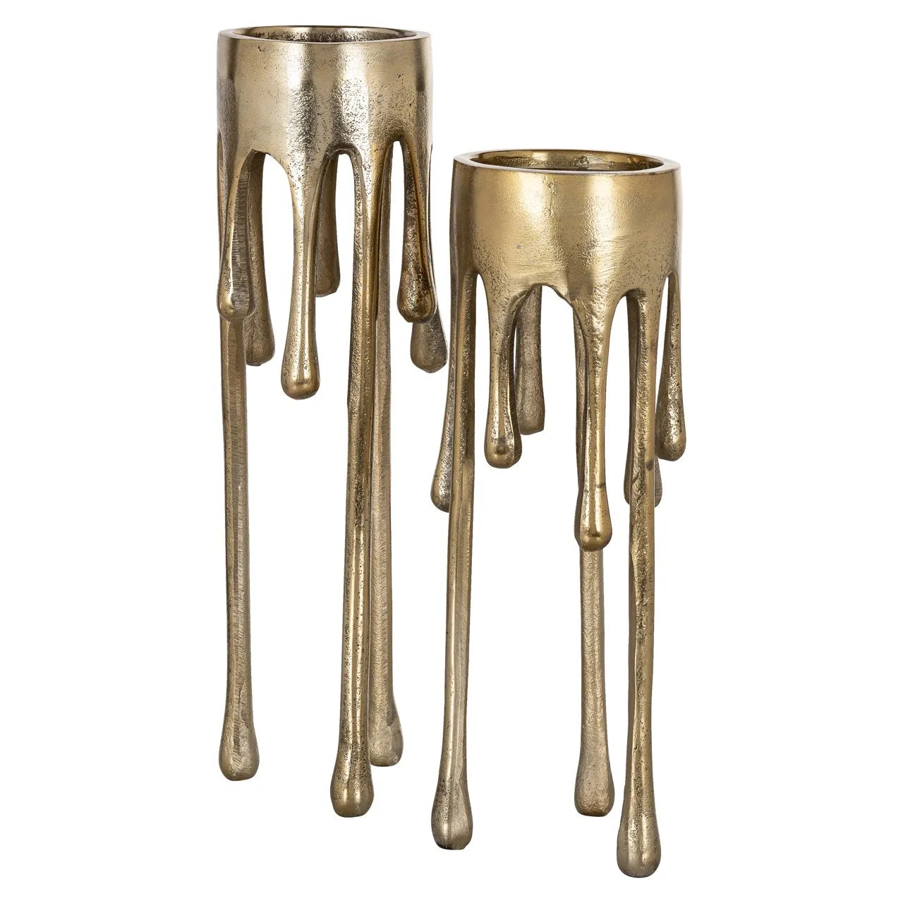 Richmond Interiors Lorin Brushed Gold Dripping Paint Candlestick Holder Small