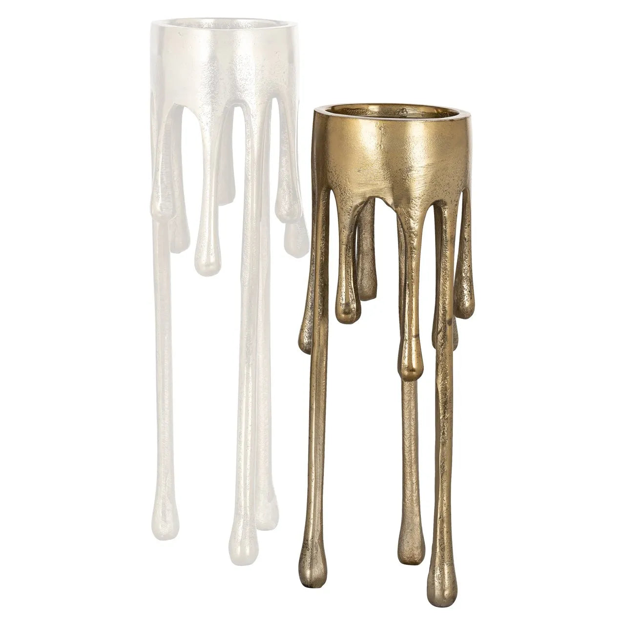 Richmond Interiors Lorin Brushed Gold Dripping Paint Candlestick Holder Small