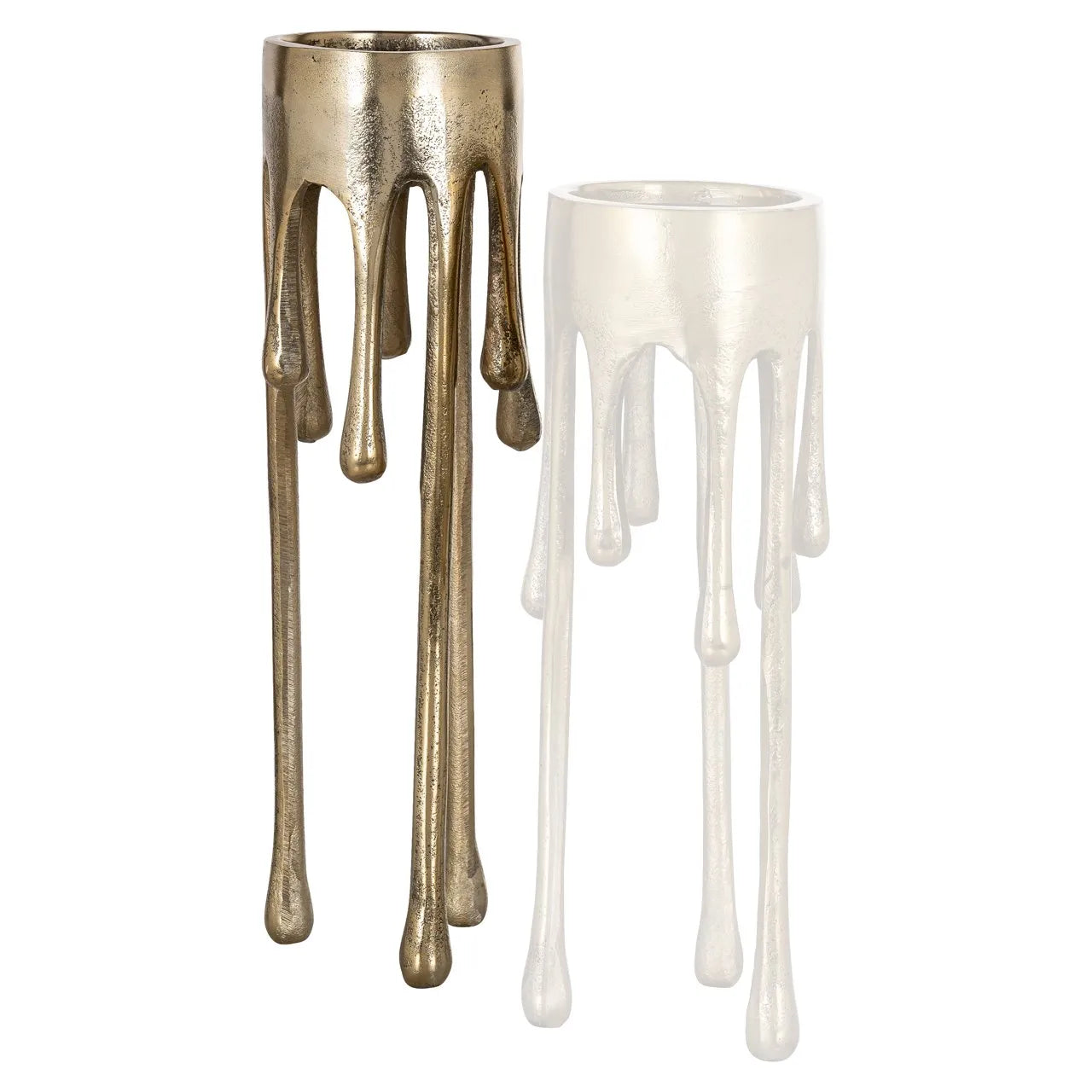 Richmond Interiors Lorin Brushed Gold Dripping Paint Candlestick Holder Large