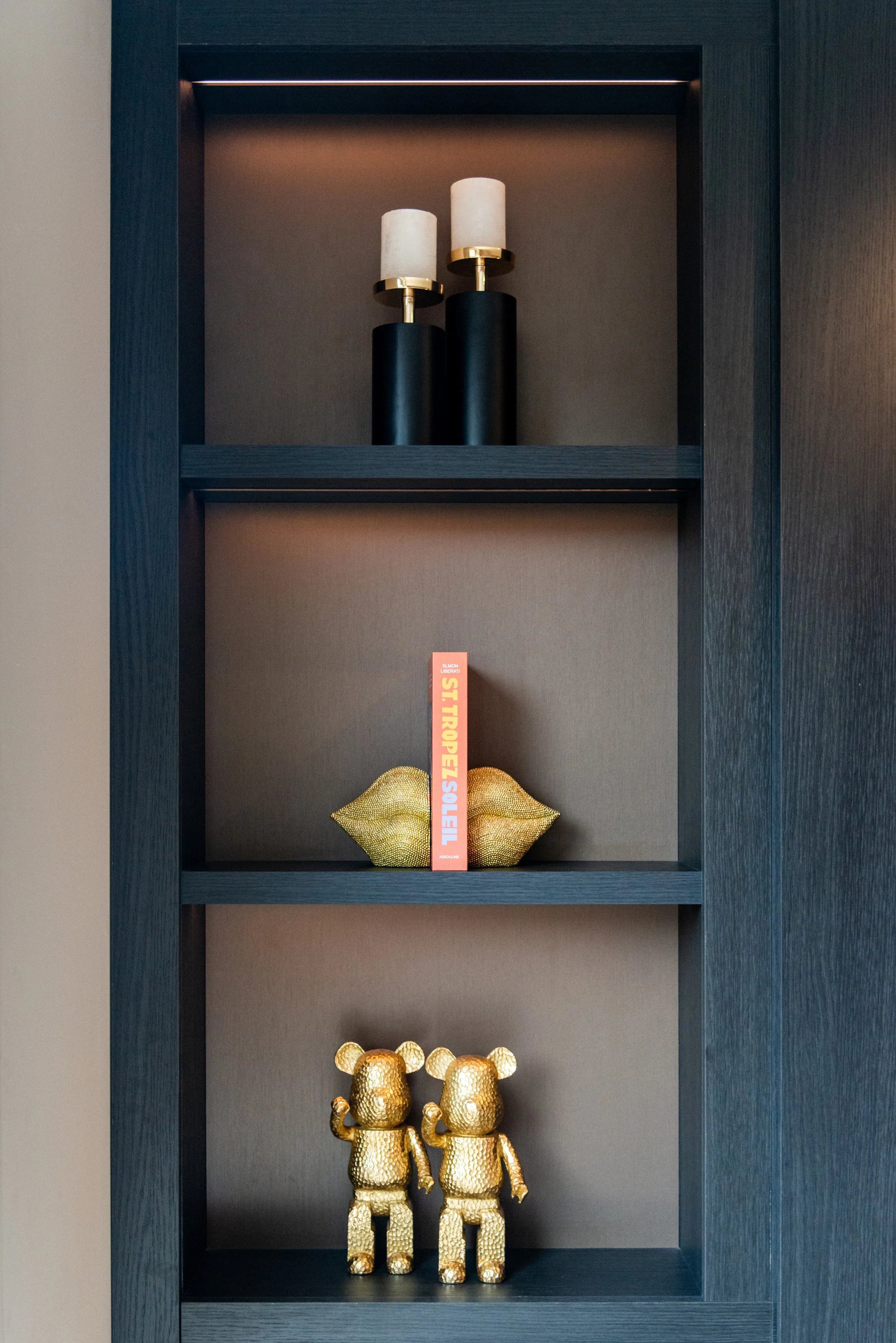 Richmond Interiors Caya Black & Gold Candle Holder Large