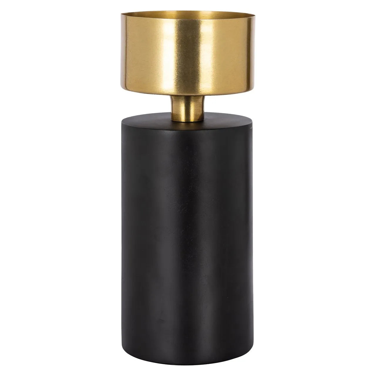 Richmond Interiors Tess Black & Brushed Gold Candle Holder Small