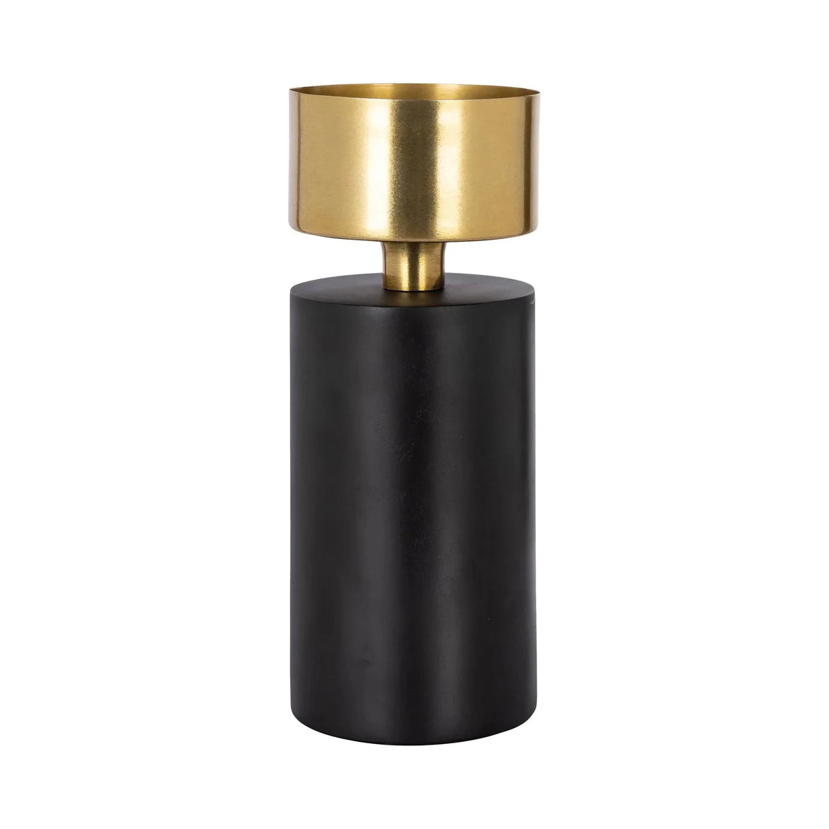 Richmond Interiors Tess Black & Brushed Gold Candle Holder Small