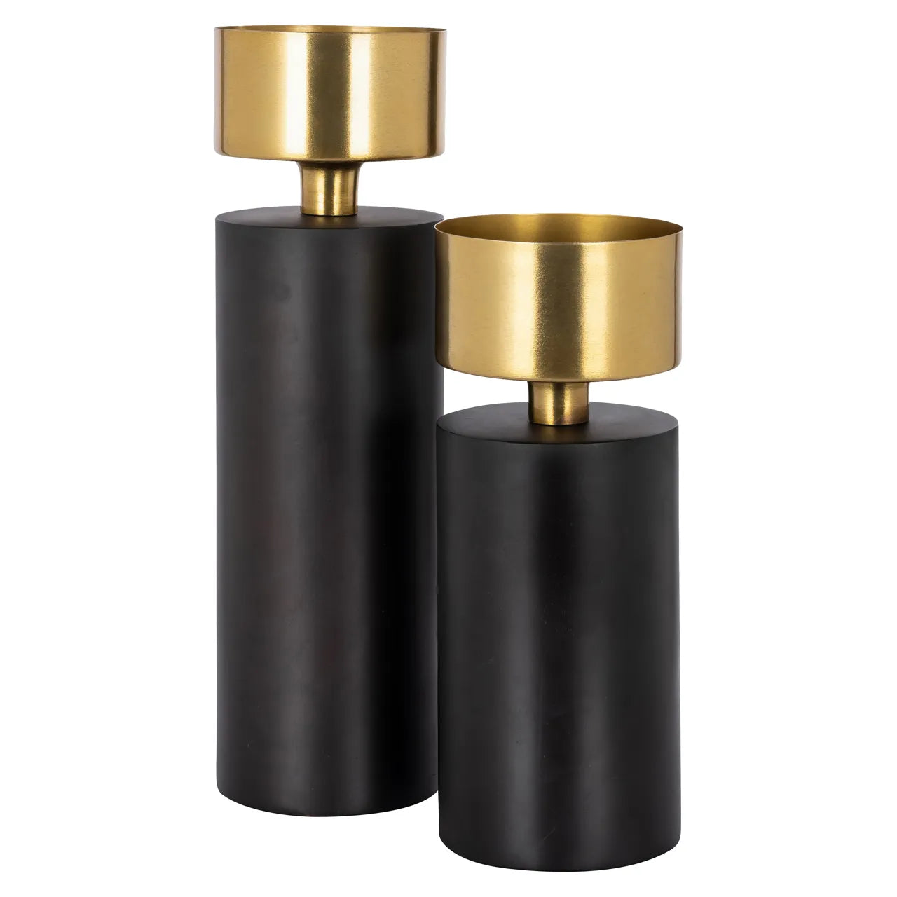 Richmond Interiors Tess Black & Brushed Gold Candle Holder Small