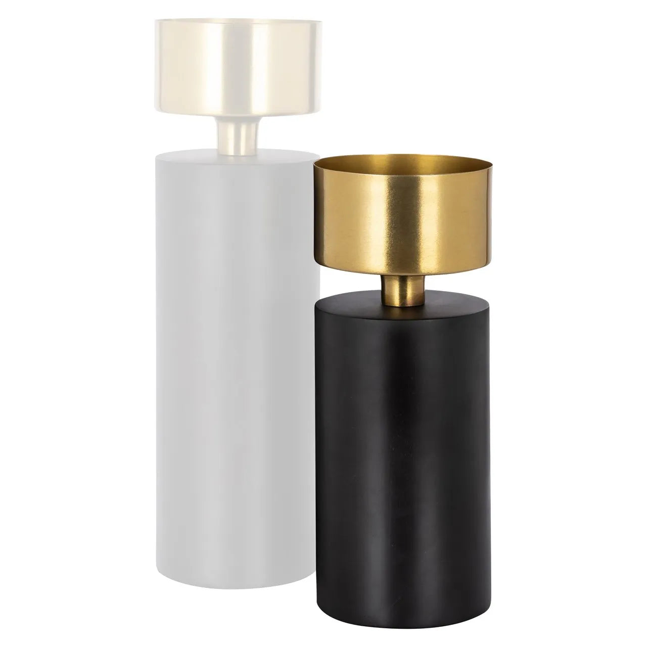Richmond Interiors Tess Black & Brushed Gold Candle Holder Small