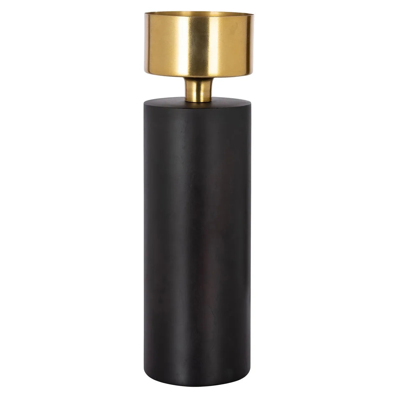 Richmond Interiors Tess Black & Brushed Gold Candle Holder Large
