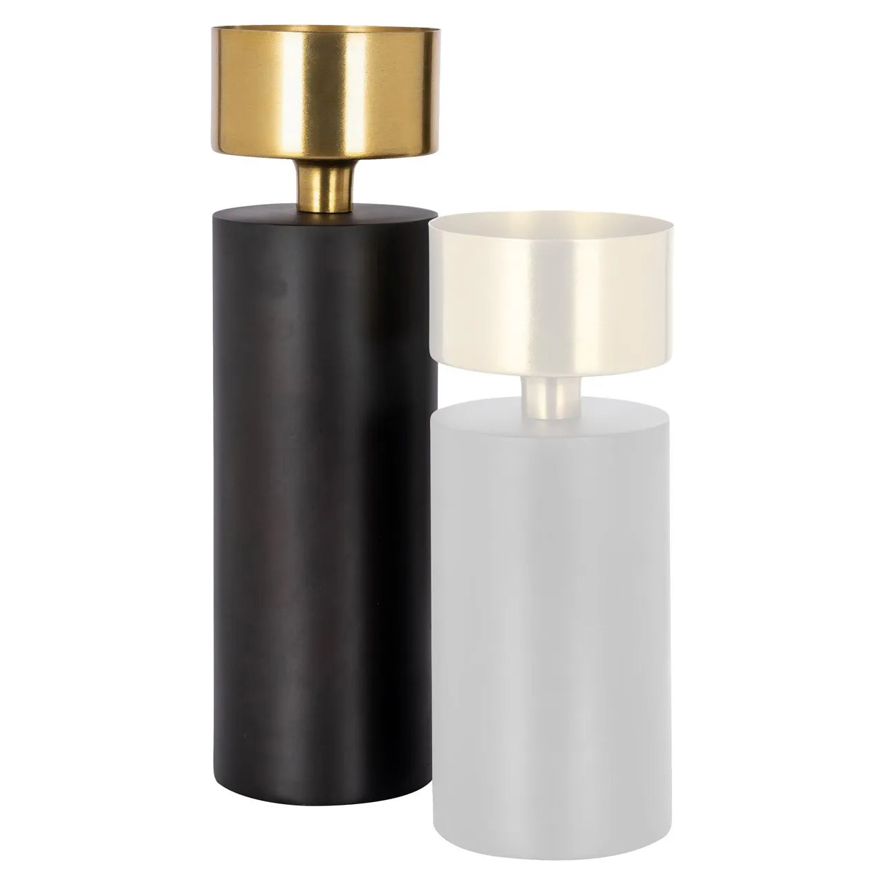 Richmond Interiors Tess Black & Brushed Gold Candle Holder Large