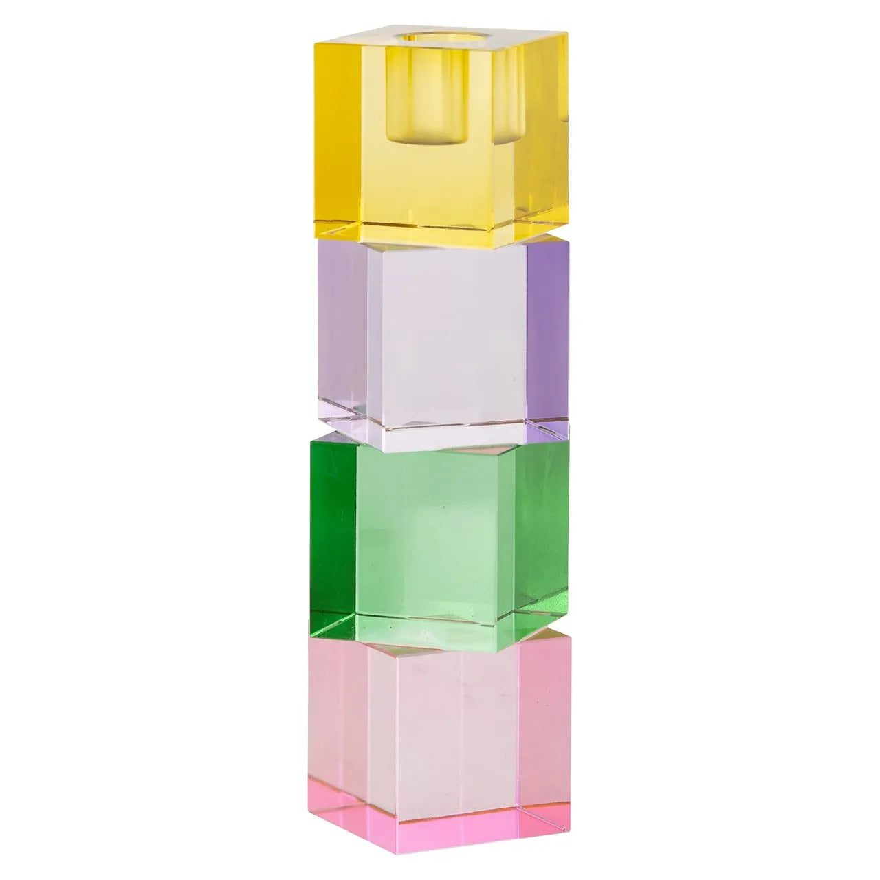 Richmond Interiors Ciara Crystal Glass Stacked Cubes Candlestick Holder
