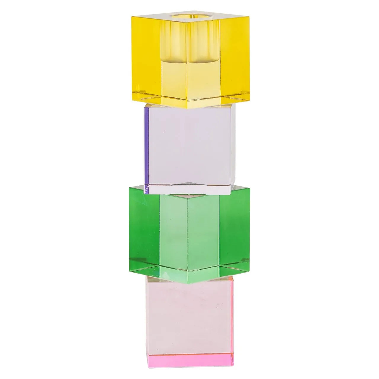 Richmond Interiors Ciara Crystal Glass Stacked Cubes Candlestick Holder