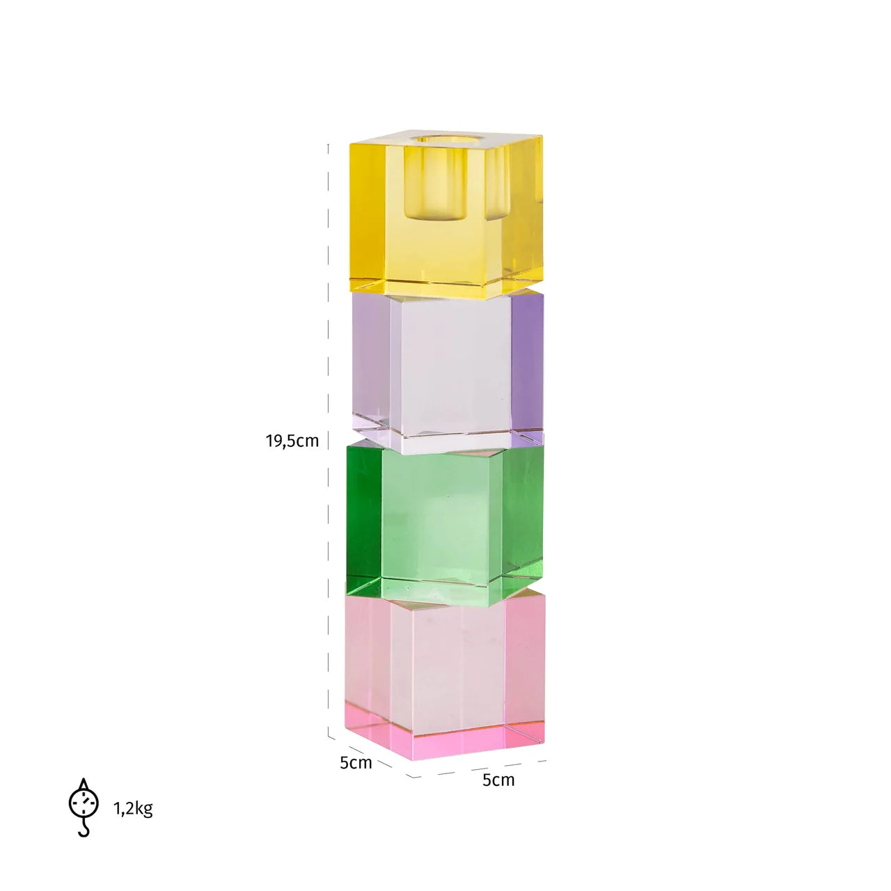 Richmond Interiors Ciara Crystal Glass Stacked Cubes Candlestick Holder