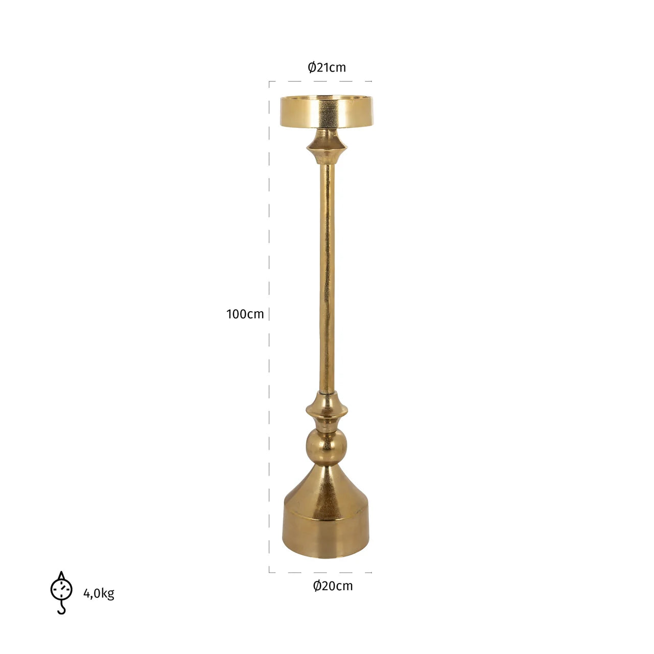 Richmond Interiors Presley Gold Floor Standing Pillar Candlestick Holder | Extra Large